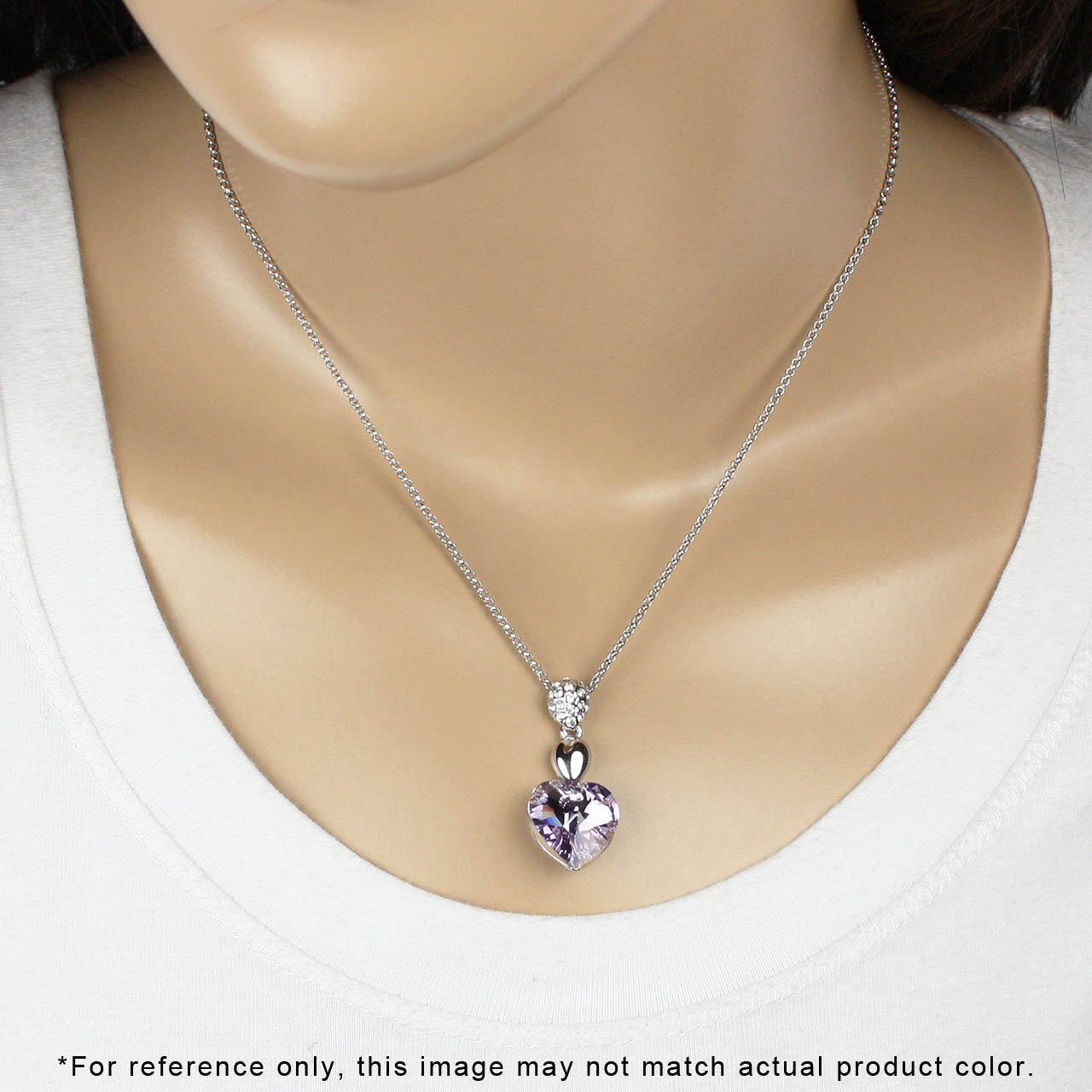 Sparkling Heart Crystal Necklace - Elegant Purple Gift for Her