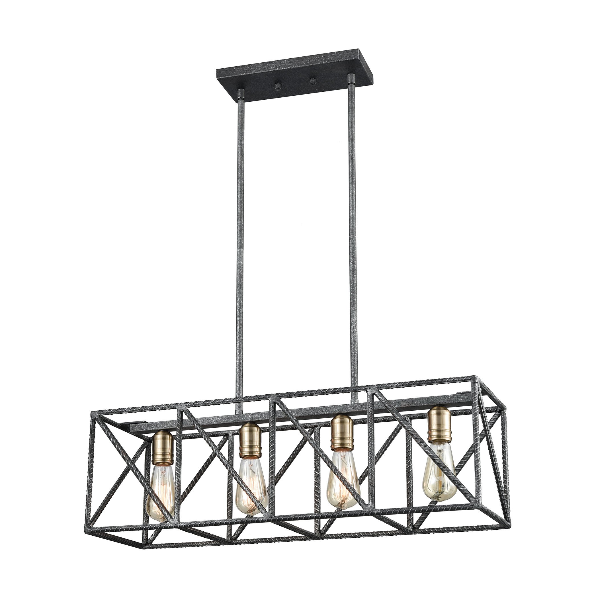 Elk Lighting 15253/4 Island Light Fixture - Silverdust Iron & Satin Brass Finish - Perfect for Kitchen Islands, Dining Rooms, and Farmhouse Decor