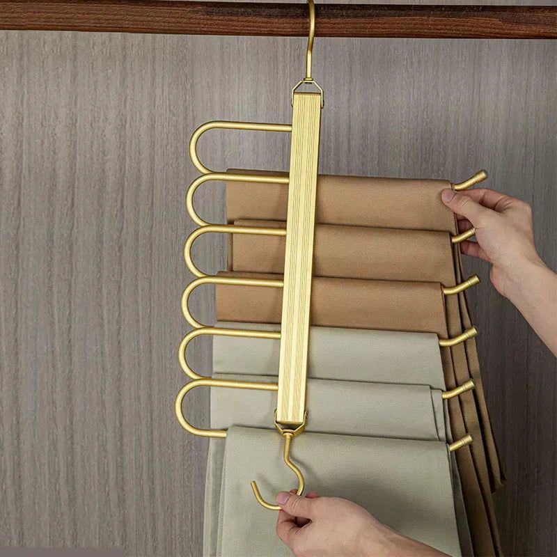 6-in-1 Folding 360° Rotatable Aluminum Alloy Pants Hangers - Space Saving Closet Organizer for Trousers, Skirts & Jeans | Perfect for Small Closets, Dorm Rooms & Travel