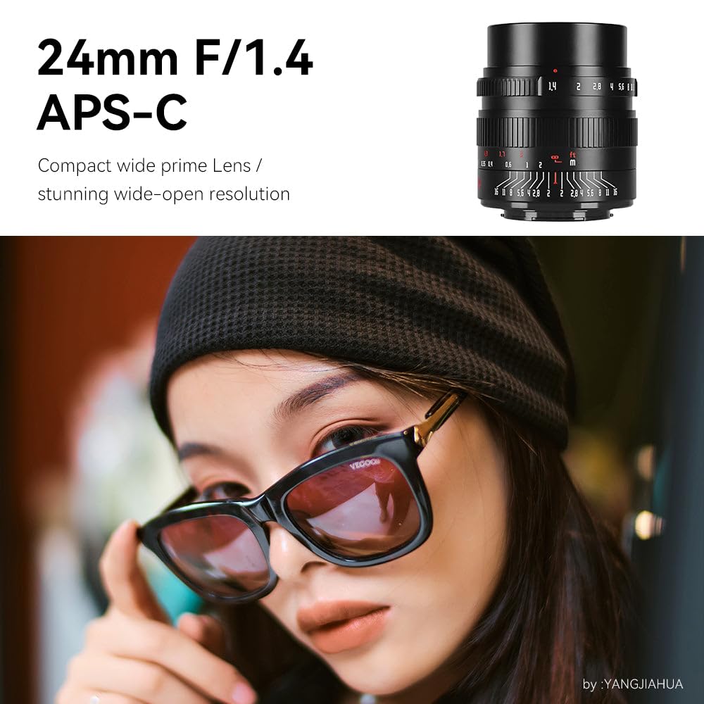 7Artisans 24mm f1.4 APS-C Manual Focus Lens for Nikon Z Mount Cameras (Zfc, Z50, Z6, Z7, Z8, Z9) - Fast Aperture Prime Lens for Portrait, Street & Low Light Photography - Canadian Warranty Included