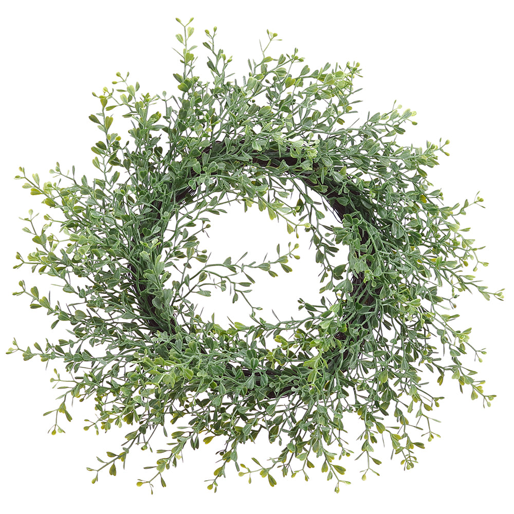 15 Mini Artificial Boxwood Leaf Hanging Wreaths - Frosted Green (Pack of 6) - Perfect for Home Door Decor, Wedding Centerpieces & Seasonal Holiday Arrangements
