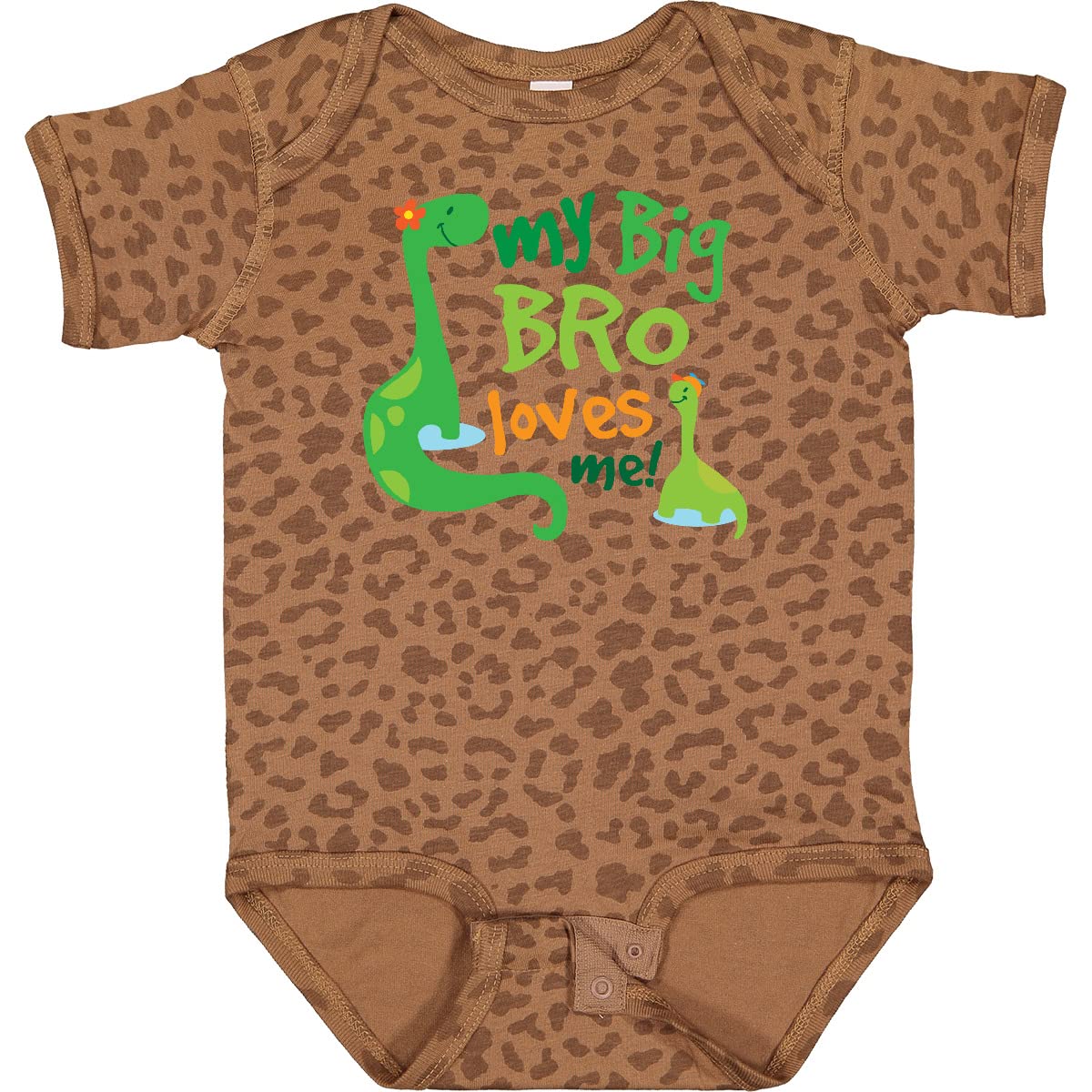 Inktastic My Big Bro Loves Me Dinosaur Brother Baby Bodysuit - Cute Dinosaur Print Onesie for Newborn & Infant Boys - Perfect for Sibling Matching Outfits, Family Photos & Baby Showers