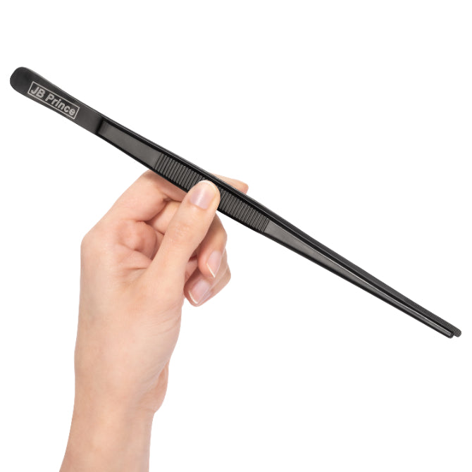 JB Prince 10 Inch Straight Tip Tweezers - Professional Stainless Steel Tweezers for Cooking, Baking, Sugar Art & Candy Making - Perfect Kitchen Tool for Chefs & Home Bakers