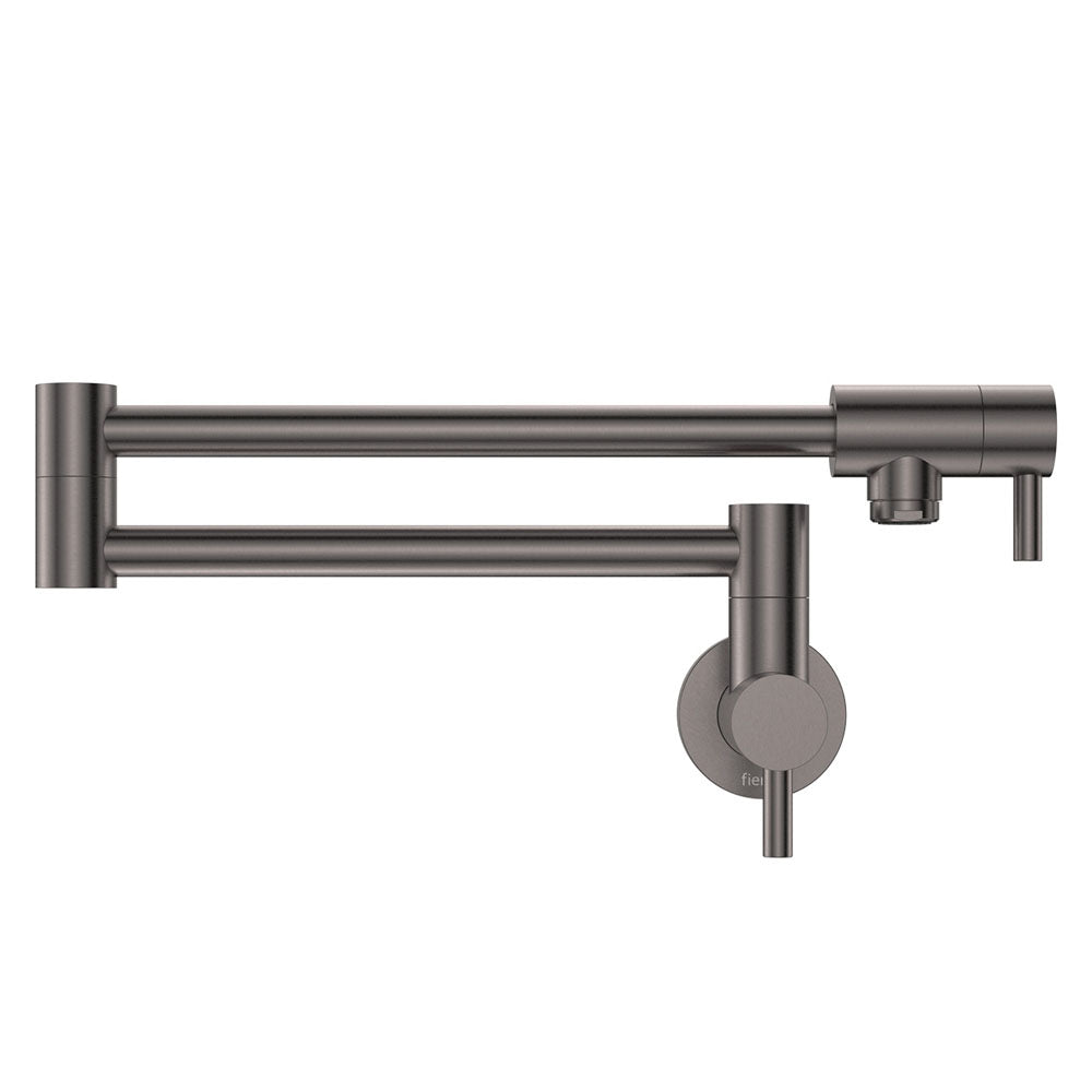 Fienza 228120GM Kaya Pot Filler Faucet in Gun Metal Finish - Wall Mounted Commercial Grade Kitchen Sink Faucet for Easy Pot Filling, Ideal for Home Chefs and Professional Kitchens