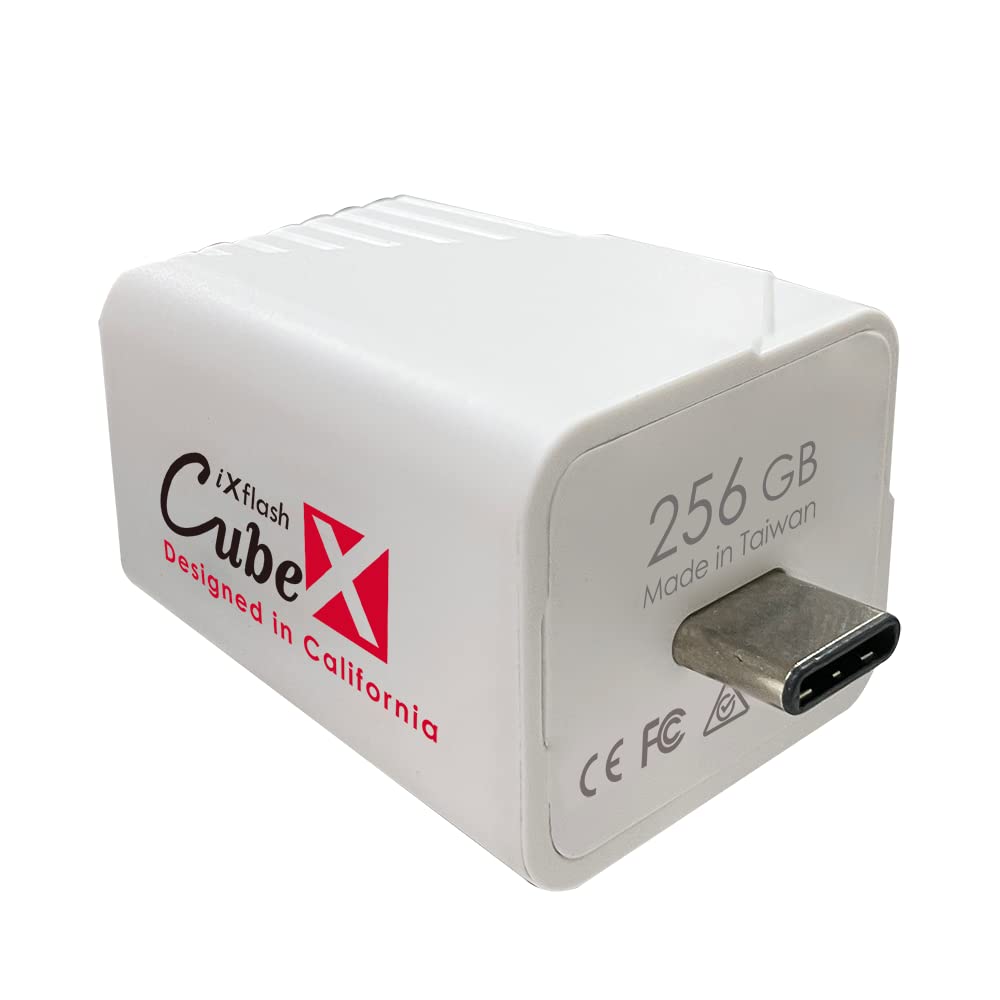 iXflash Cube 256GB MFi Certified USB-C Photo Storage Device for iPhone & iPad - Fast Backup Photos & Videos, Quick Charge - Perfect for Travel, Photography & Data Backup
