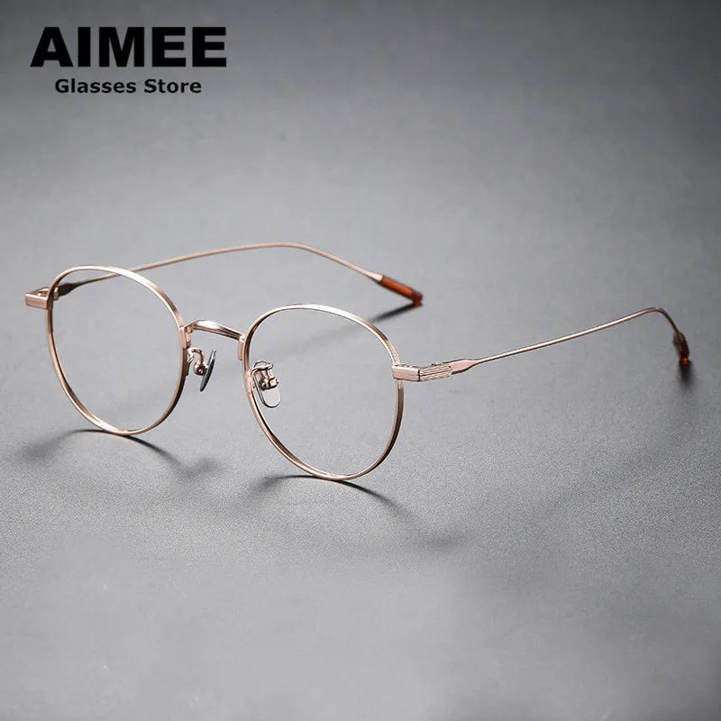 Aimee Unisex Full Rim Round Titanium Eyeglasses 80804 - Lightweight Durable Frame for Men & Women - Perfect for Reading, Work, and Everyday Wear
