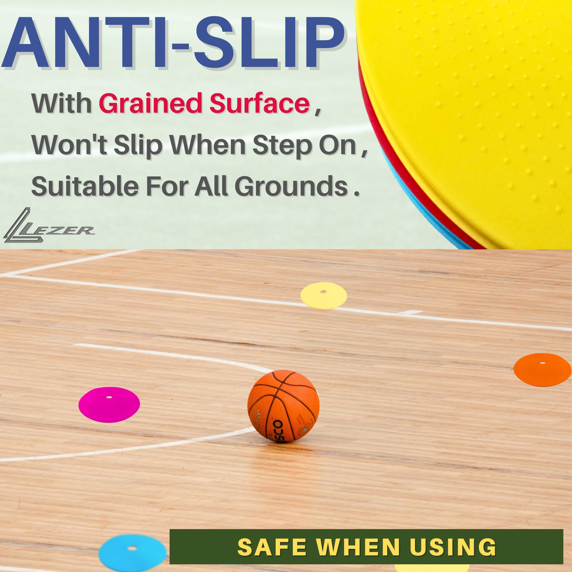 LEZER 6 Inch & 8 Inch Flat Cones - Soccer Training Equipment for Agility Practice, Football Drills & Field Markers | Durable Spot Markers for Sports Courts, Sit Spots & Flat Discs | Made in Taiwan | Perfect for Soccer Practice, Gym Training & Outdoor Sports Activities