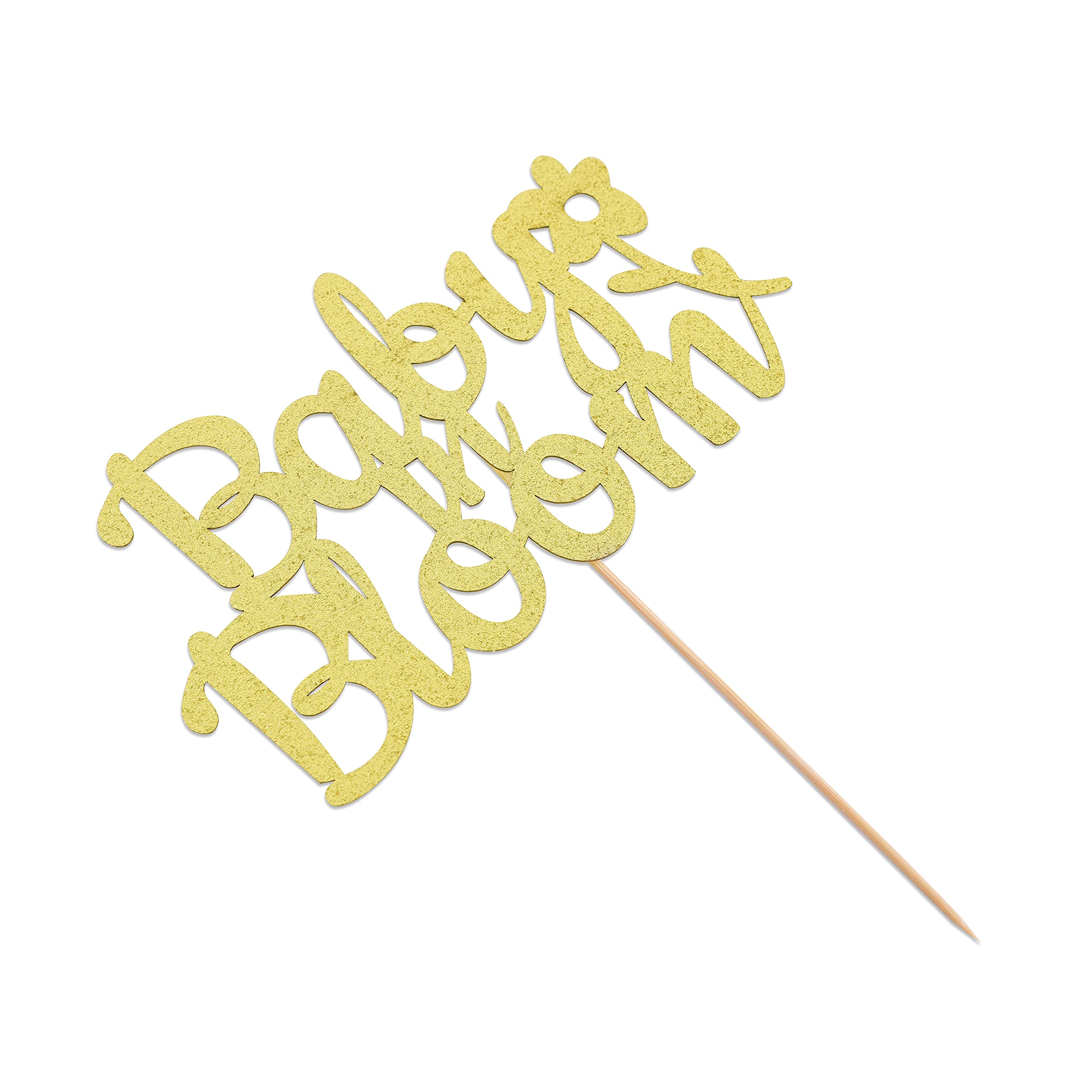 Gold Glitter Baby Cake Topper for Newborn Party - Elegant Smash Cake Decor & Photo Booth Props - Baby In Bloom Theme - Perfect for 1st Birthday, Baby Shower & Gender Reveal Celebrations