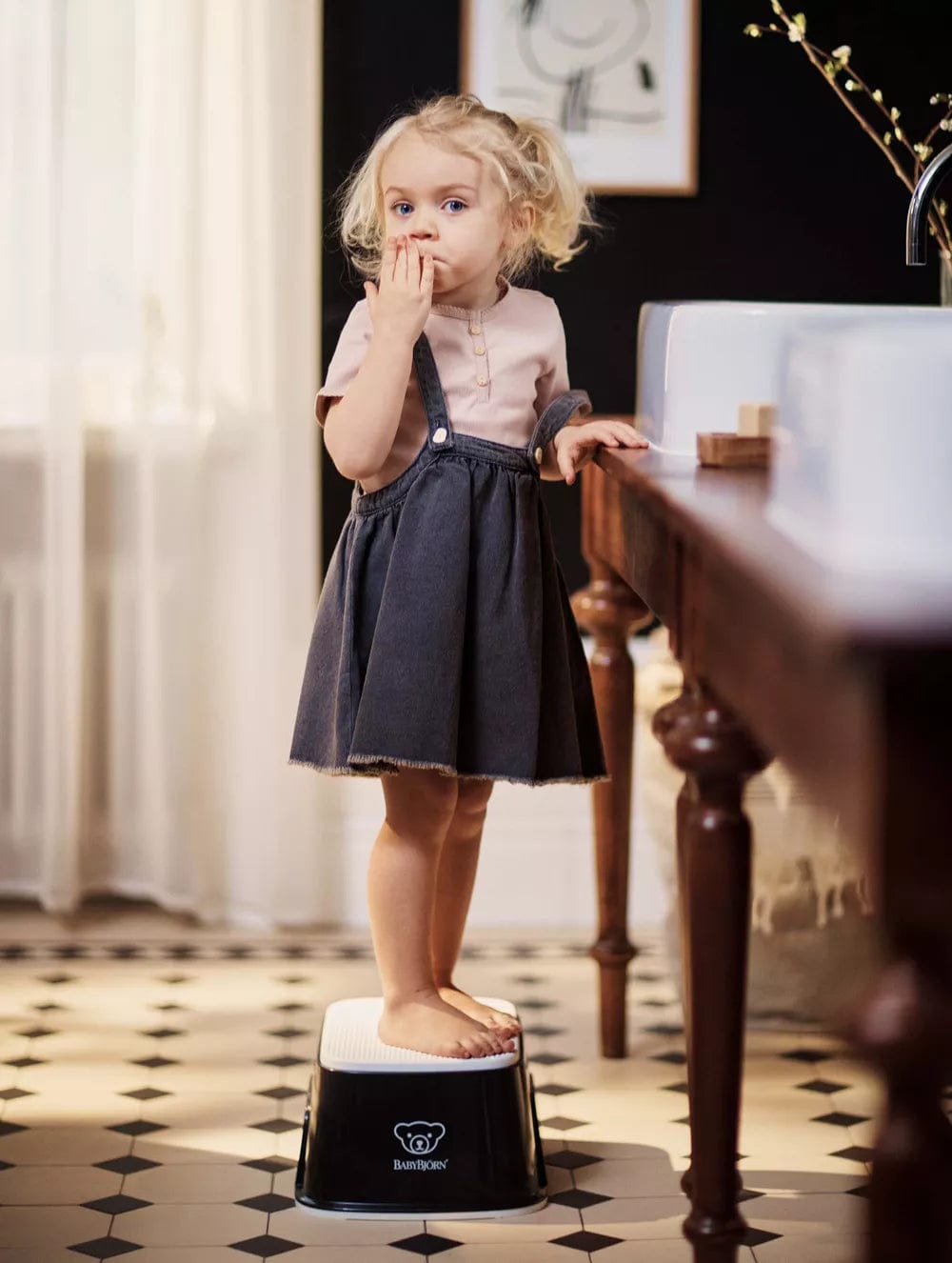 Baby Bjorn Step Stool for Toddlers - Adjustable Learning Tower & Safety Stool for Kitchen, Bathroom & Playroom - Non-Slip Kids Step Stool for Independence & Safety