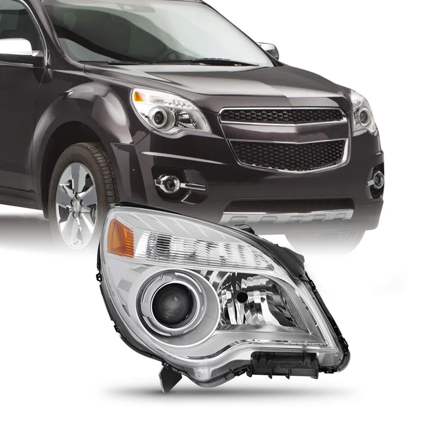 AKKON Replacement Projector Headlight Assembly - Right Passenger Side for 2010-2015 Chevy Equinox LTZ | Durable LED Headlights for Night Driving & Enhanced Visibility