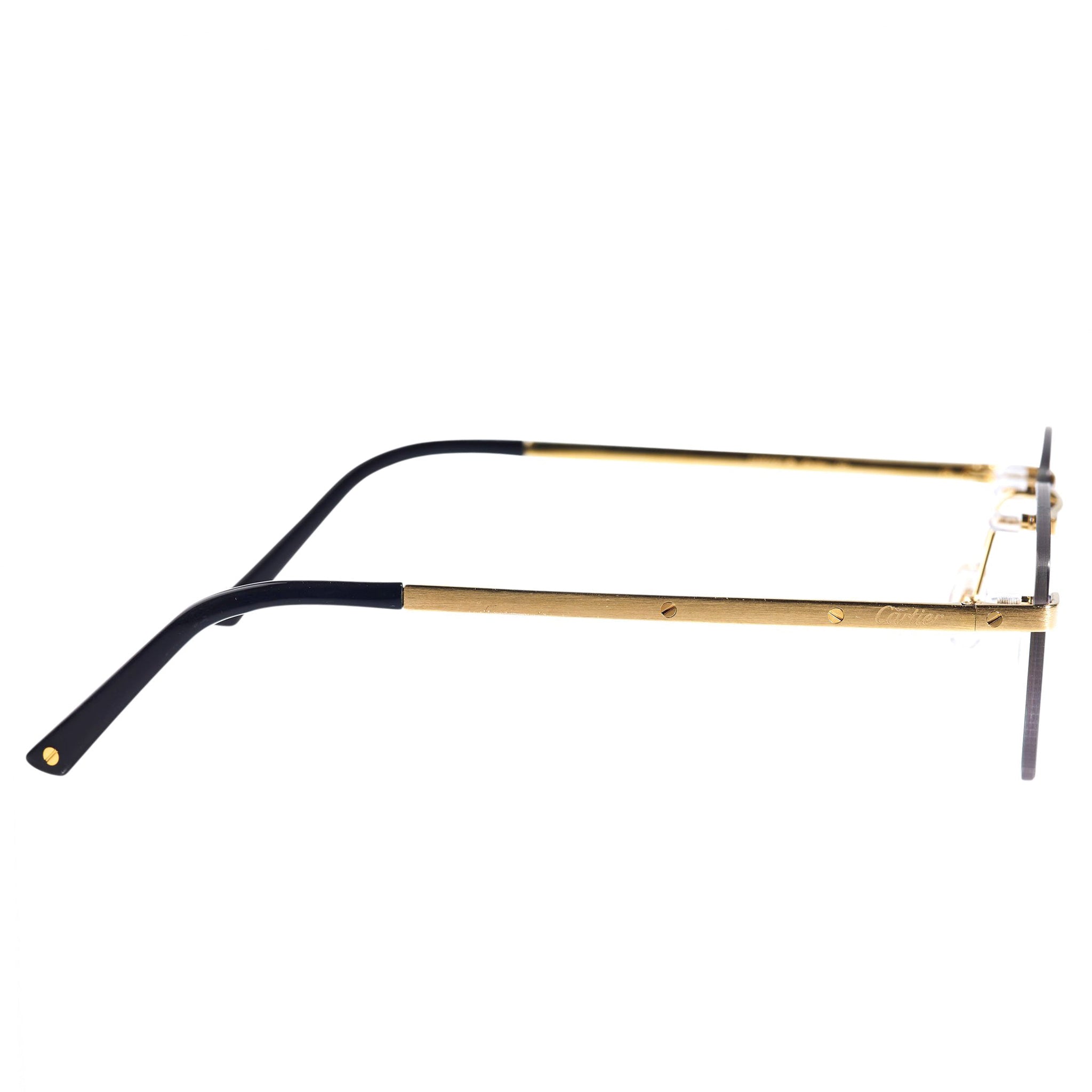 Cartier CT0167O Santos De Cartier Rimless Sunglasses for Men & Women - Luxury Designer Square Frame UV Protection - Perfect for Driving, Travel & Fashion Accessories