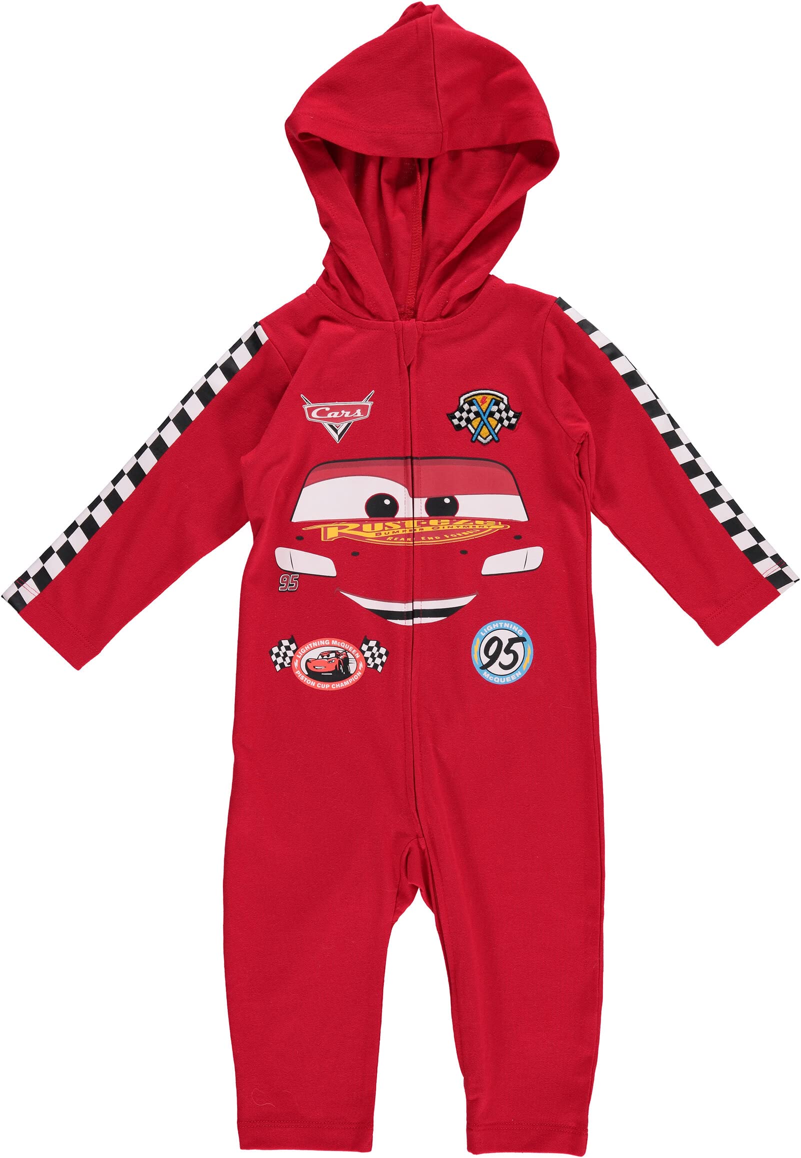 Disney Pixar Cars Tow Mater & Lightning McQueen Zip-Up Coverall Jumpsuit for Newborn to Toddler - Perfect for Halloween Costume, Cosplay & Dress-Up Play