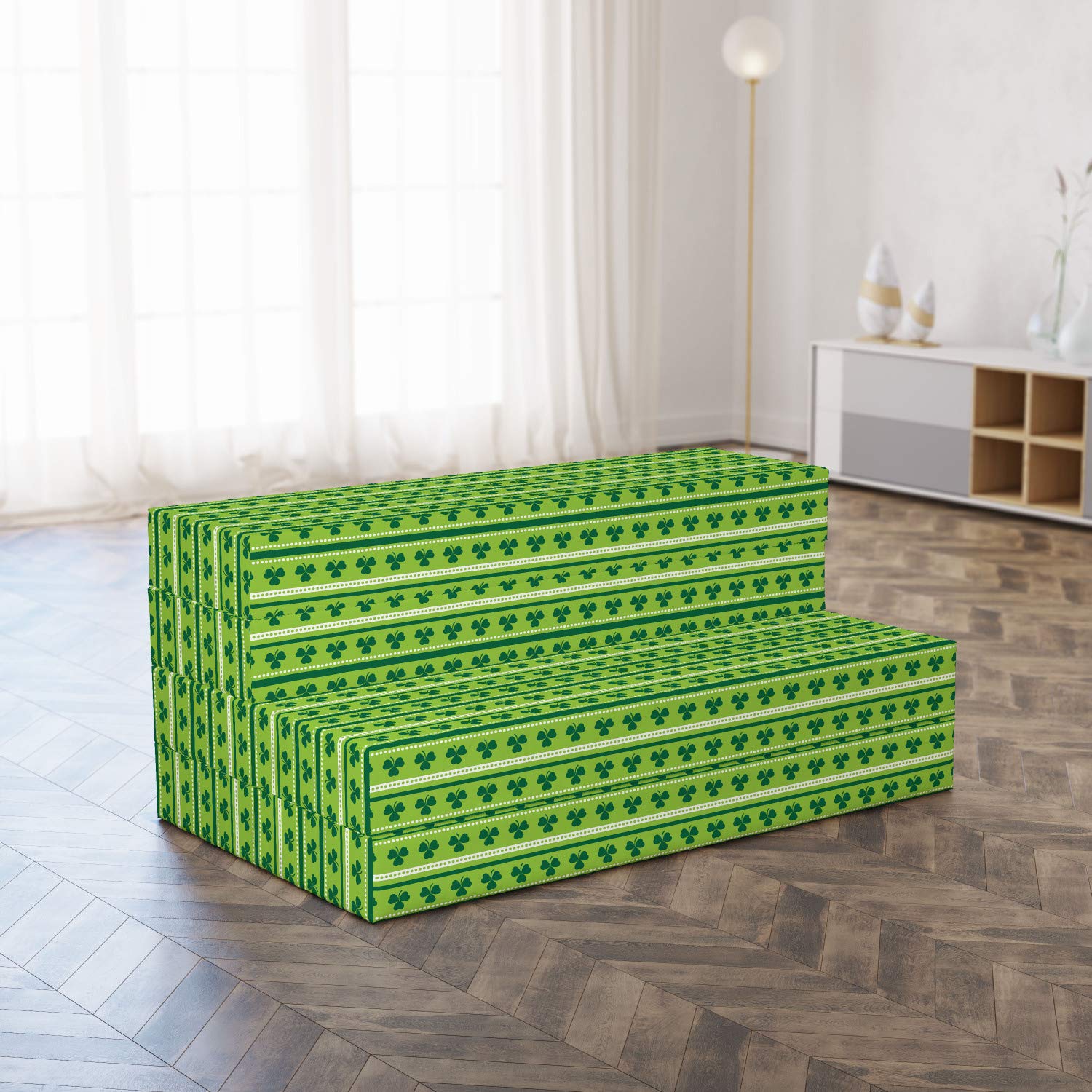 Ambesonne Foldable Mattress with Traditional Irish Clovers Design - 78.7
