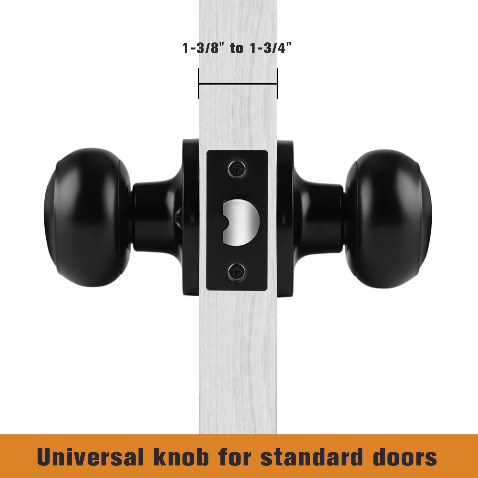 Probrico 10-Pack Matte Black Interior Door Knobs - Keyless Flat Ball Design for Hallway, Closet & Bedroom Doors | Durable Passage Door Handles for Home & Office