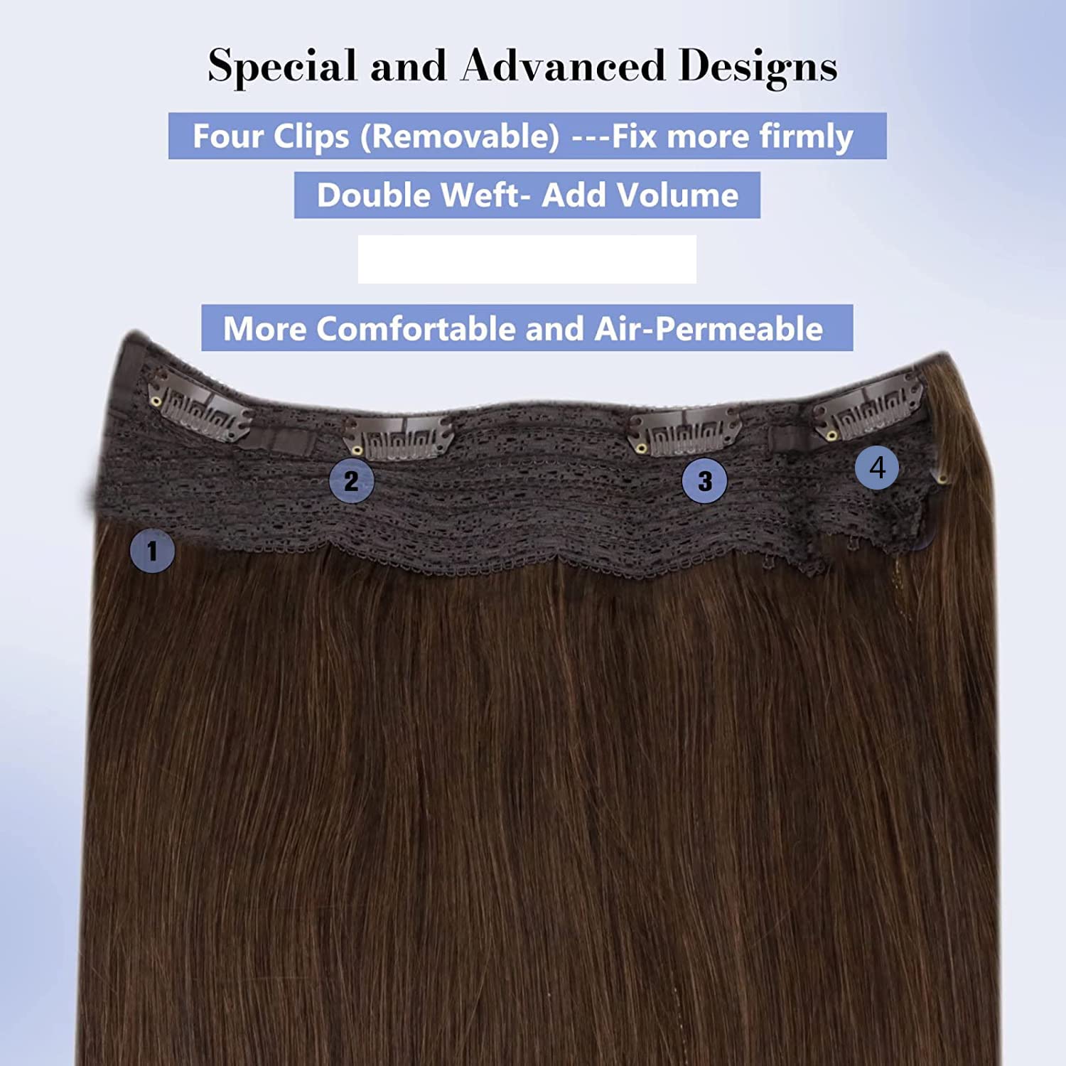 Foreign Holics 4 Clips Heat Resistant Synthetic Straight Hair Extensions - 24 Inch Brown Wig (80g, Set of 1) | Perfect for Daily Styling, Cosplay & Special Occasions