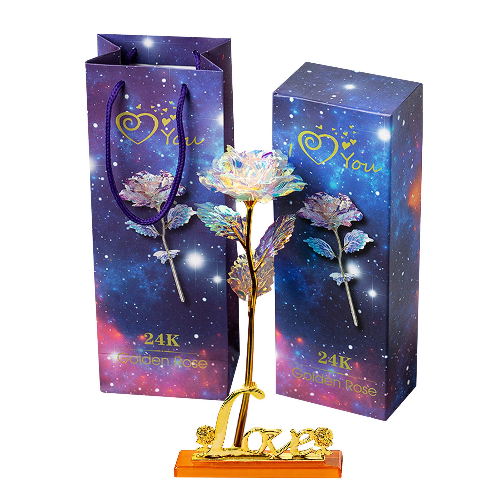 Outdoor Artificial Hanging Flower Baskets - Set of 2 Colorful Rose & Galaxy Faux Flower Spheres for Garden, Patio & Valentine's Decor | Weather-Resistant UV Protection for Porch, Balcony & Exterior Home Decor