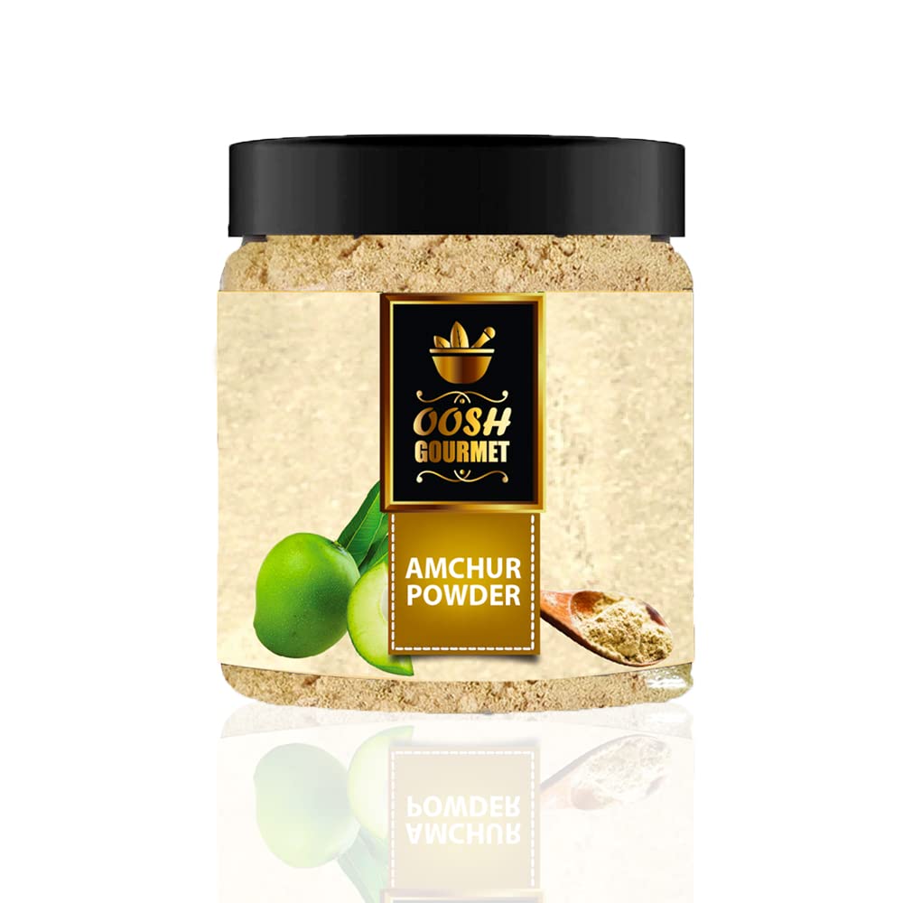 OOSH Amchur Powder 250g - Premium Dry Mango Powder for Cooking | Natural Sour Spice | Indian Kitchen Essential | Amchoor Khatai Powder | Perfect for Curries, Chutneys & Pickles | Glass Jar Packaging