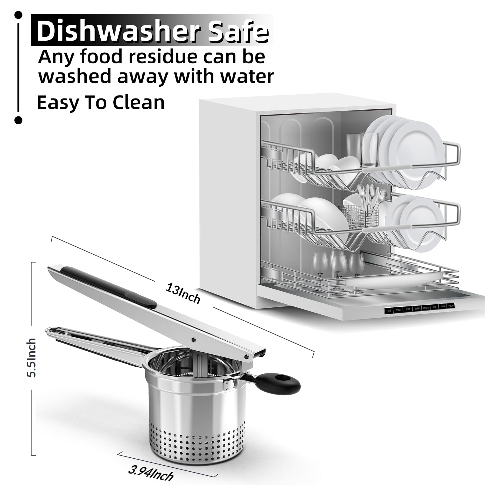 SPEENSUN 15 oz Large Potato Ricer - Heavy Duty Stainless Steel Masher with Non-Slip Silicone Handle for Fluffy Mashed Potatoes - Perfect for Thanksgiving, Baby Food & Restaurant Use