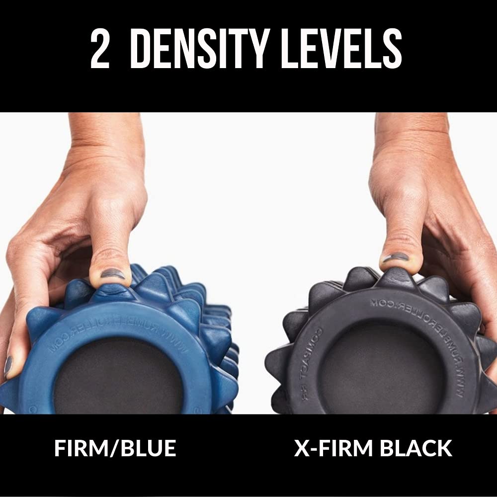 RumbleRoller Extra Firm Textured Foam Roller for Deep Tissue Massage - Black Compact Muscle Recovery Tool for Athletes, Gym & Home Workouts