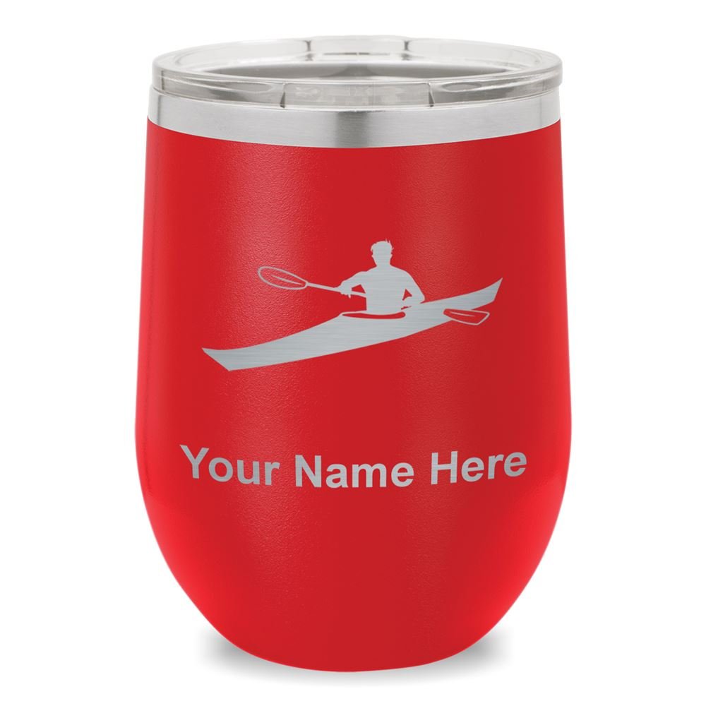 Personalized Engraved Wine Glass Tumbler for Kayaking - Durable Red Wine Cup with Custom Name/Text - Perfect for Outdoor Adventures, Camping & Boat Parties