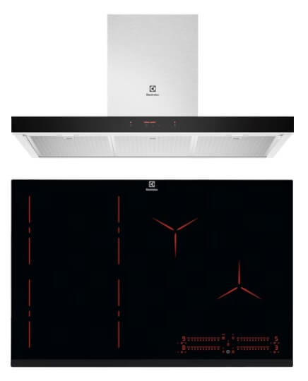 Electrolux ECT9740S 90cm UltimateTaste 500 Stainless Steel Chimney Cooker Hood & EIP8546 80cm Built-In Flexi Bridge Induction Hob - Perfect for Modern Kitchen Cooking & Ventilation
