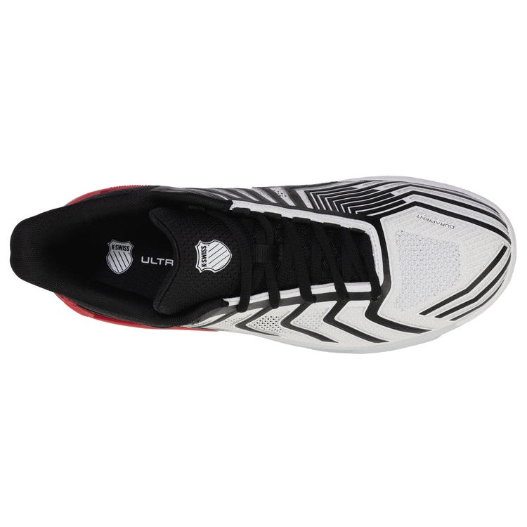 K Swiss Ultrashot 4 Men's Tennis Shoes - White/Black/Red (Model 4437 140) | Lightweight & Durable for Competitive Play & Casual Wear