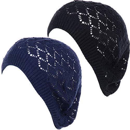 Lace Diamond Knit-2 Pack-navy & Black