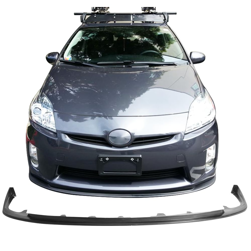 IKON MOTORSPORTS PU Black Front Bumper Lip Spoiler for 2010-2011 Toyota Prius - Factory Style Splitter | Enhances Aerodynamics & Sporty Look for Street & Track Performance