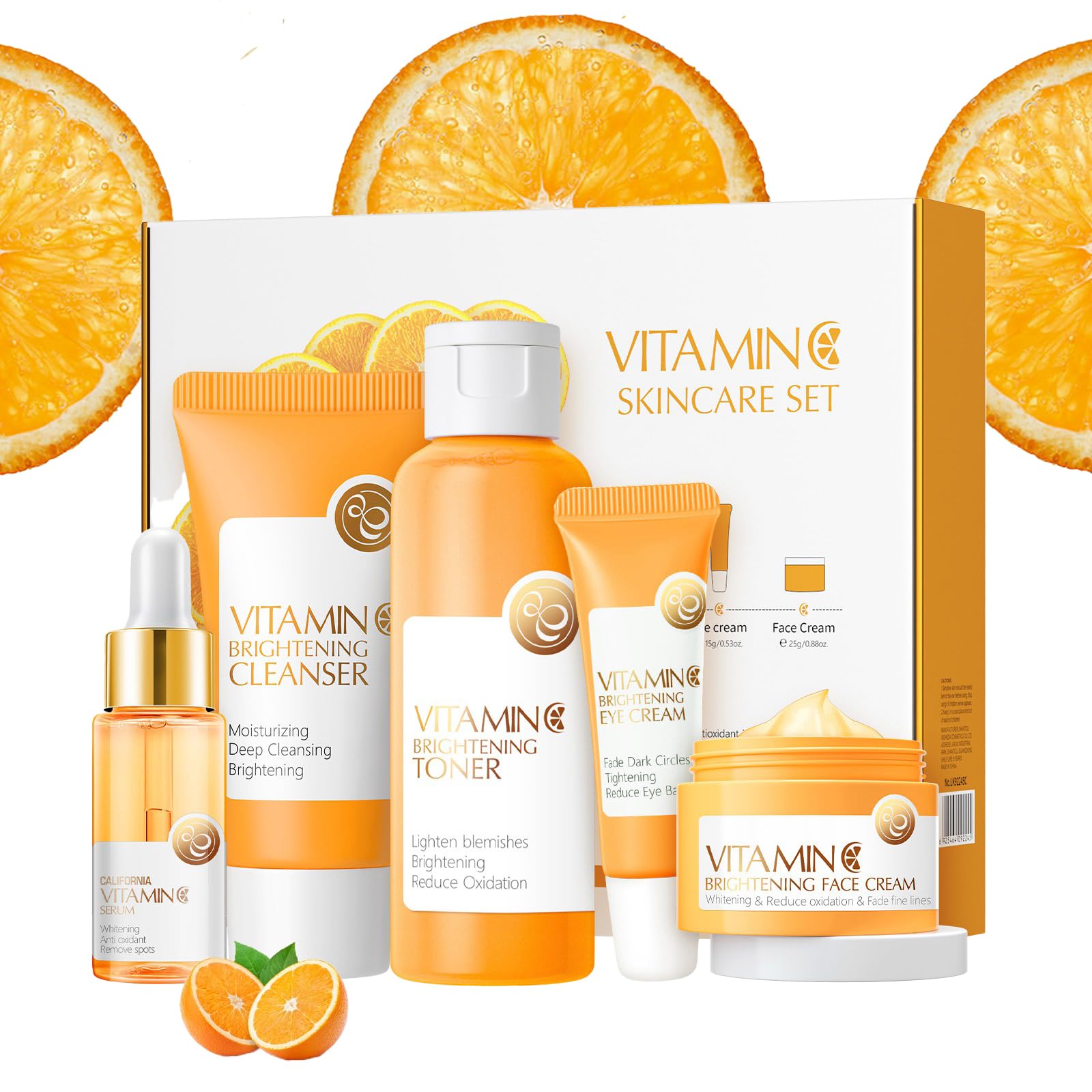 Vitamin C Skincare Set - Anti Aging Kit for Women & Teens | 5-Piece Gift Set for Hydration & Facial Care | Perfect for Valentine's Day Gifts