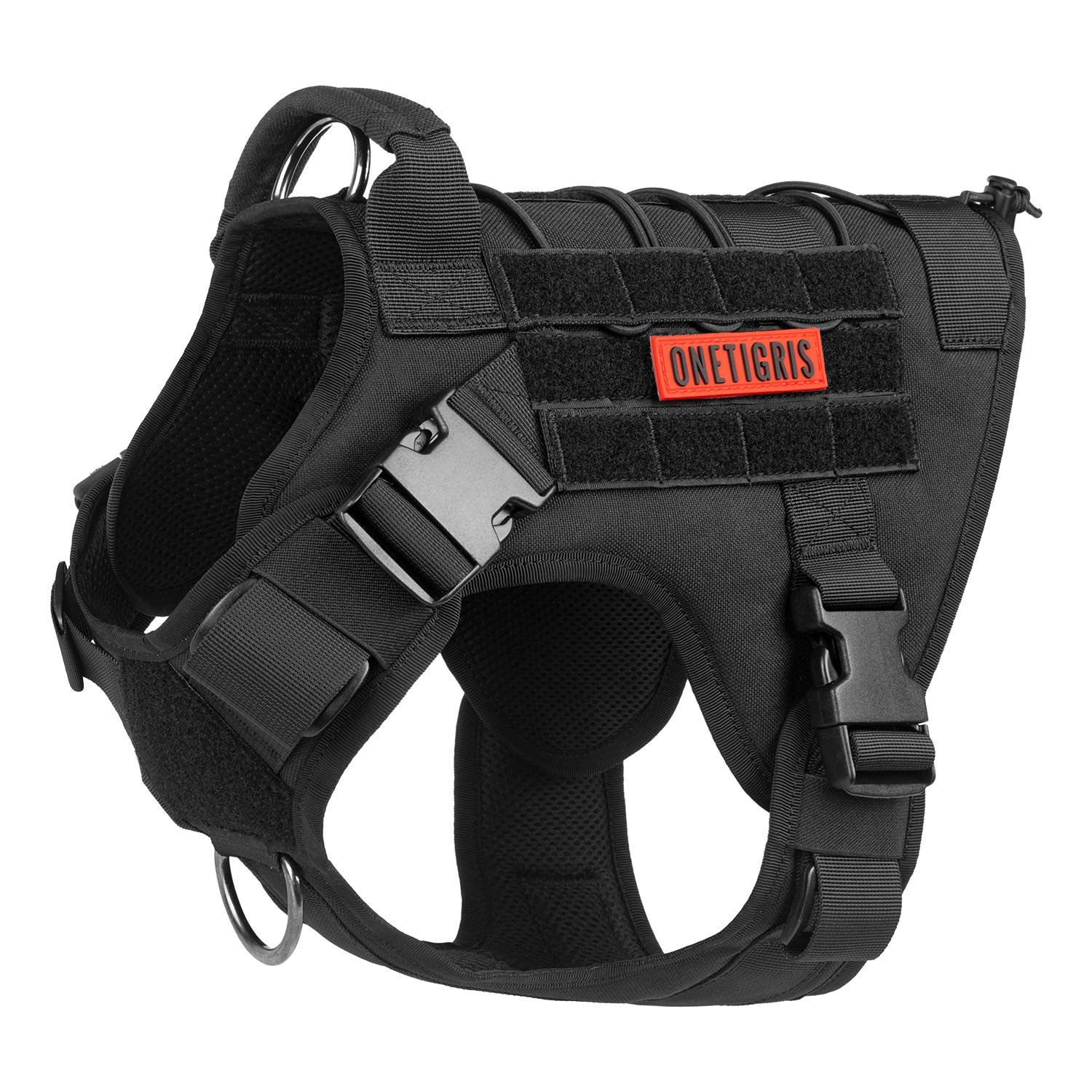 OneTigris Tactical Dog Harness Vest with Handle - No-Pull Adjustable Service Dog Vest for Large Dogs - Heavy Duty Hook & Loop Panels - Perfect for Walking, Hiking, Training & Outdoor Adventures (Black, X-Large)