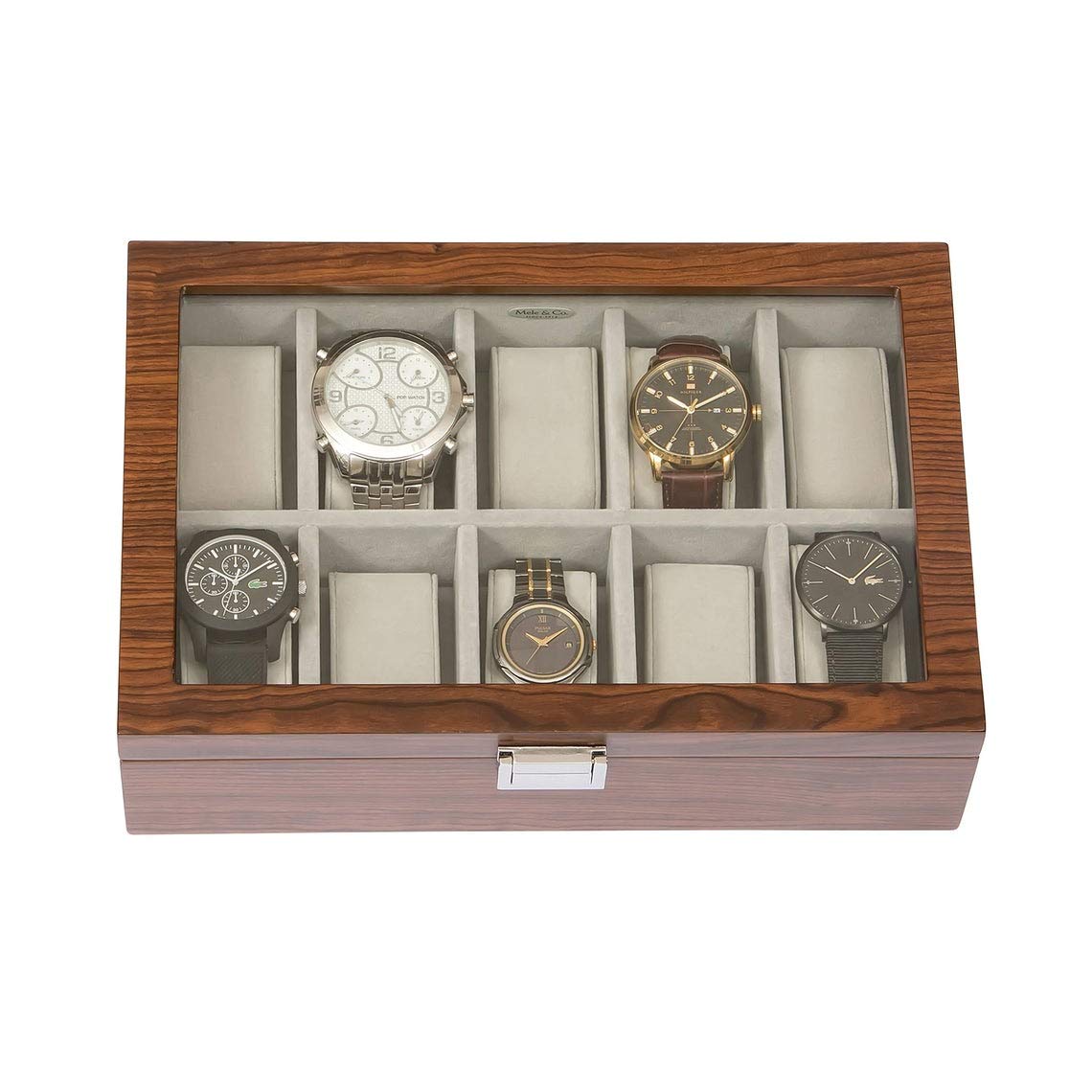Personalized Wooden Watch Box with Glass Top - Custom Engraved Men's Watch Organizer for Jewelry & Accessories | Perfect Gift for Watch Collectors & Anniversary Presents