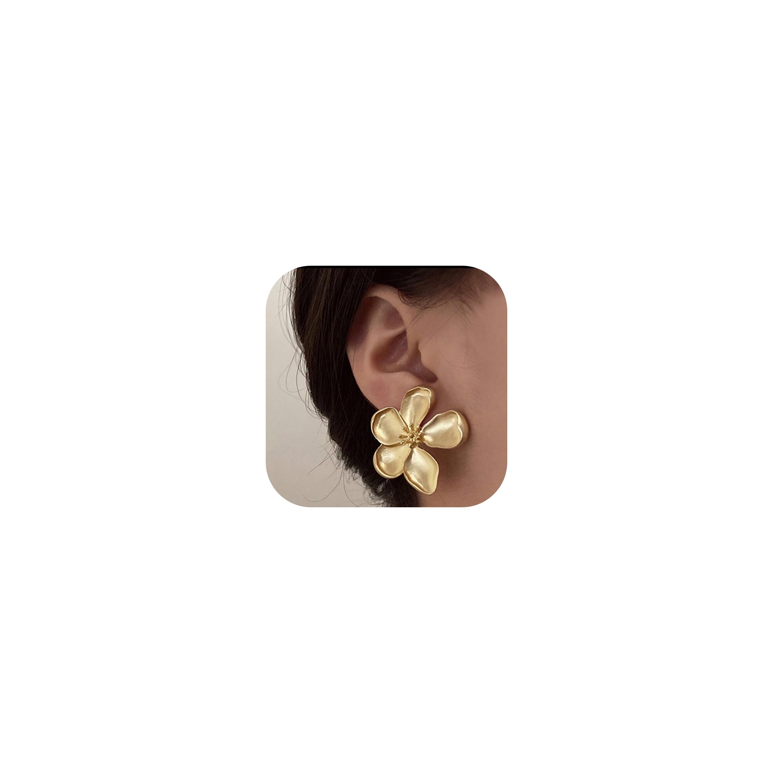 14K Gold Plated Clip-On Earrings for Women - Trendy Non-Piercing Floral Dangle Earrings | Lightweight Fake Earrings Set for Non-Pierced Ears | Perfect for Weddings, Parties & Everyday Wear