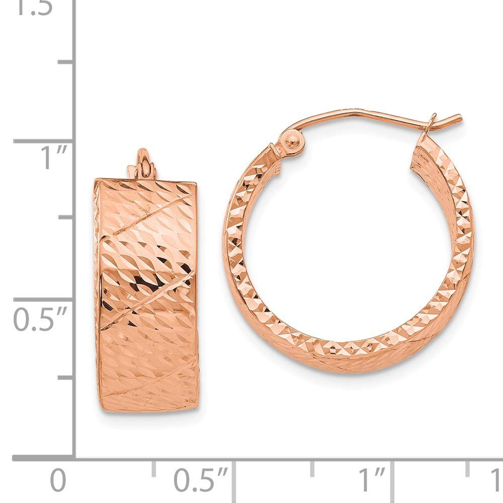 14K Rose Gold Diamond Cut Hoop Earrings for Women - 22mm Dainty Huggie Hoops, Elegant Everyday Jewelry Gift for Her (Perfect for Date Night, Office Wear & Special Occasions)