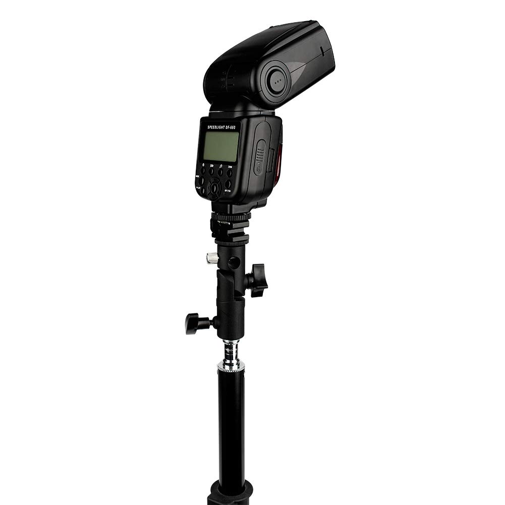Adjustable Flash Stand Bracket & Shoe Mount - Compatible with 3/8'' Tripod Ball Heads & 5/8'' Light Stands - Perfect for Photography, Videography & Studio Lighting Setups