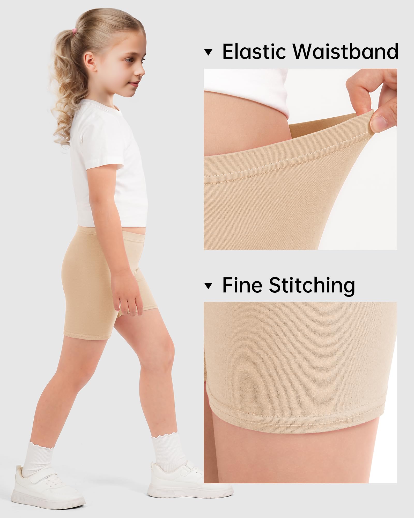 HASMES Girls Bike Shorts - Cartwheel & Safety Biker Under Dress Dance Shorts for Gymnastics, Cheerleading & Active Play