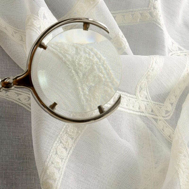 Brittany White Honeycomb Embroidery Sheer Curtains - Elegant Window Treatments for Living Room, Bedroom & Nursery - Light Filtering & Privacy Sheer Drapes
