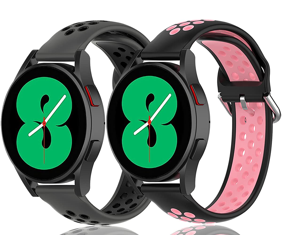 Samsung Galaxy Watch 4/3 Bands 40-46mm - 2 Pack Silicone Straps for Sports & Workouts
