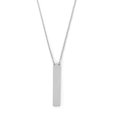 Sterling Silver Vertical Bar Drop Necklace for Women - Elegant Minimalist Jewelry - Perfect for Everyday Wear, Office, and Special Occasions