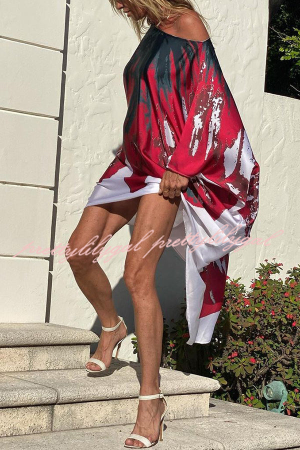 Elegant Floral Print One Shoulder Maxi Dress - Beach Cover Up, Summer Party & Vacation Outfit