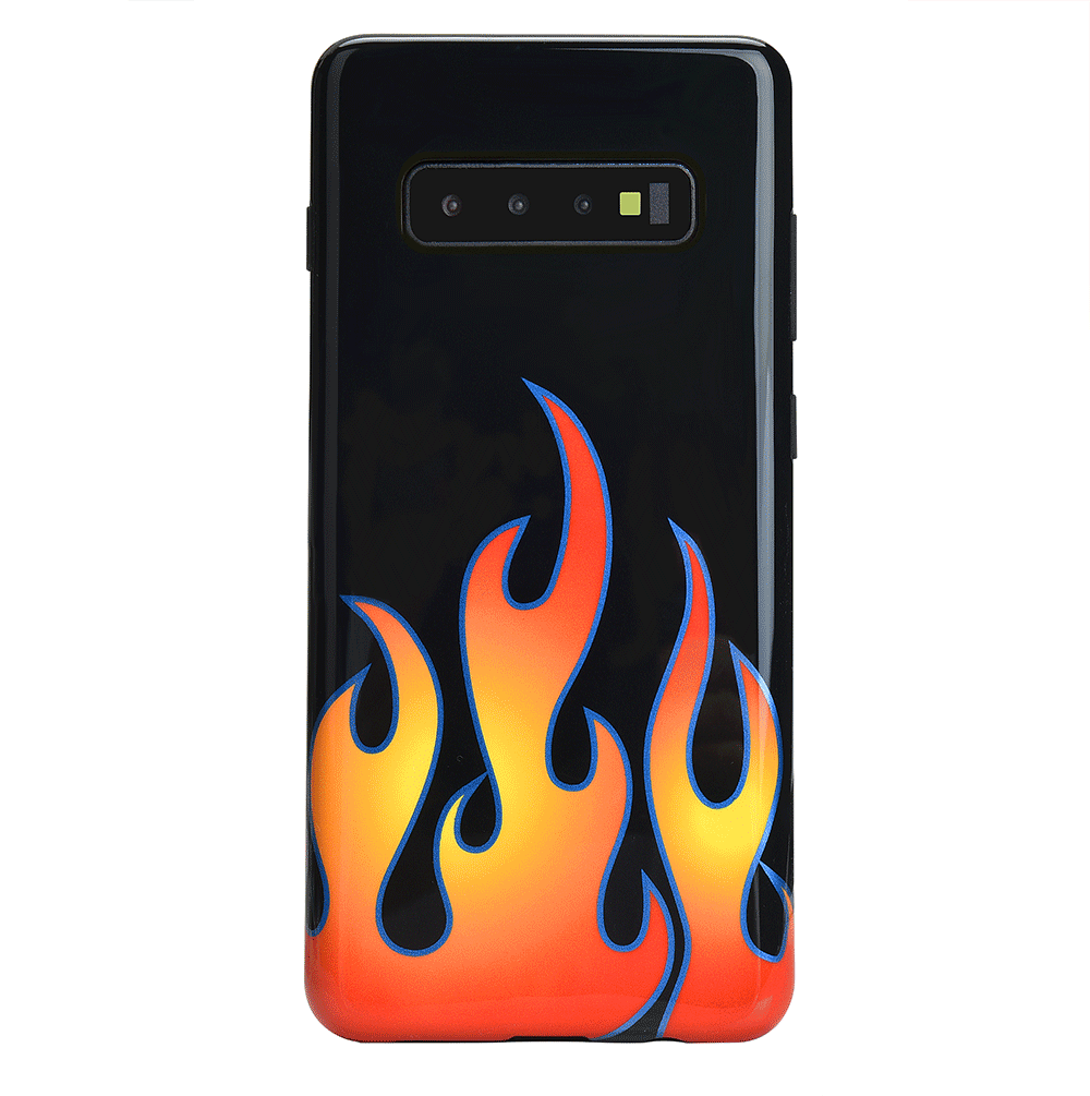 Blue Chrome Flames Samsung Galaxy Case - Protective Phone Cover for Galaxy S21/S22/S23 - Stylish & Durable Design for Everyday Use & Gaming