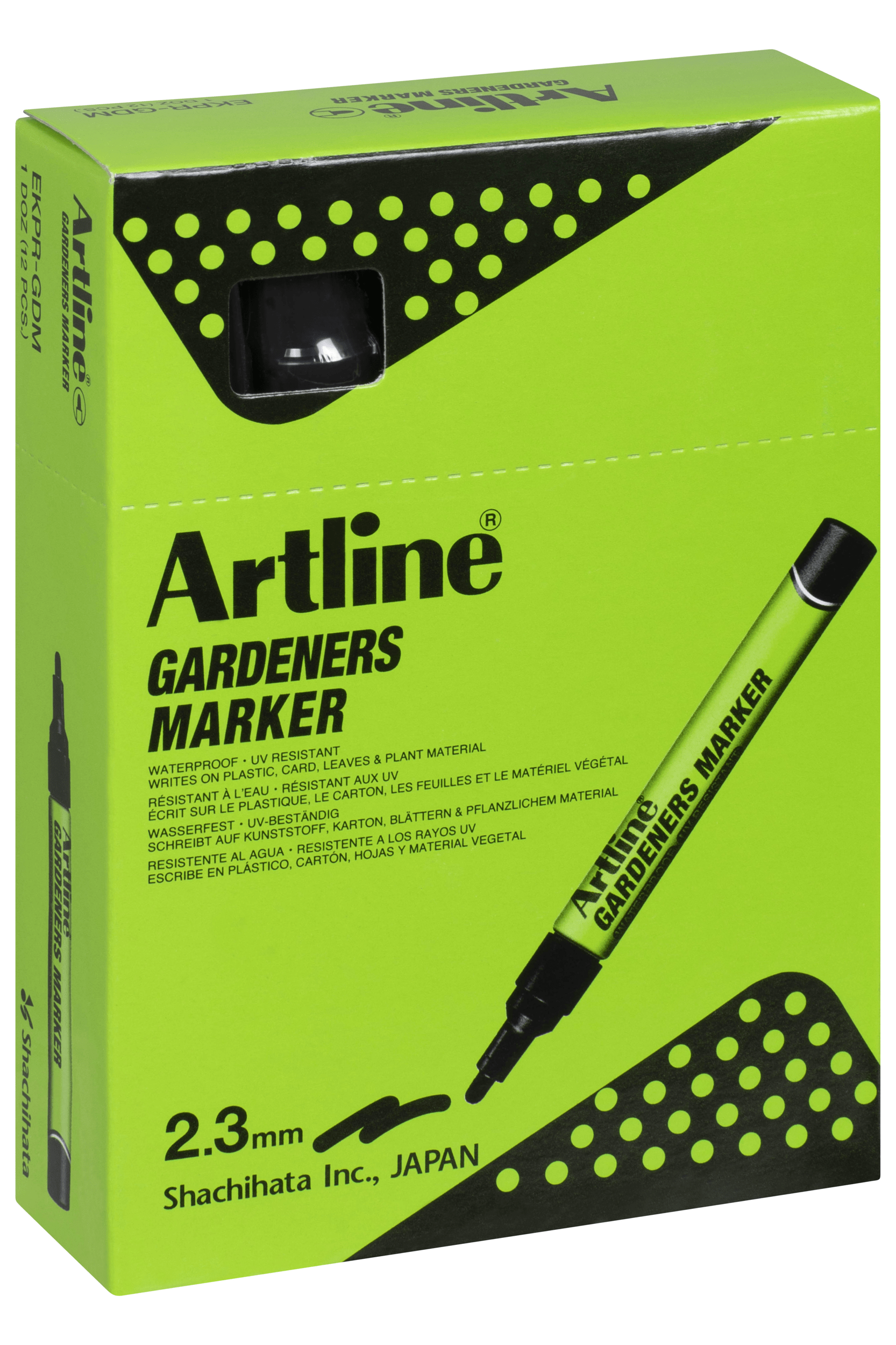 Artline Gardeners Permanent Marker Bullet Tip Black - 12 Pack - Waterproof & Fade-Proof Markers for Gardening, Labeling, and Outdoor Use