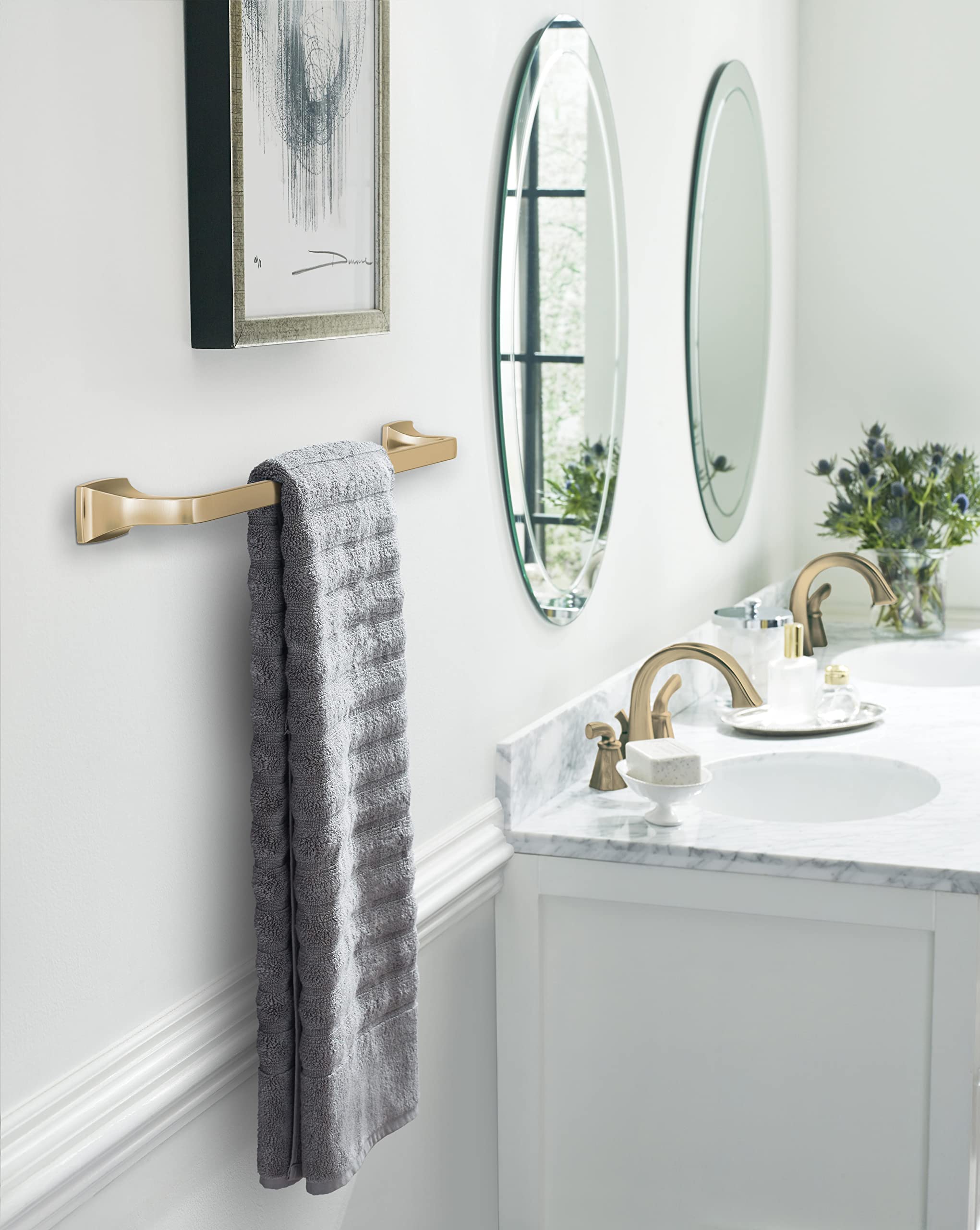Amerock BH36014CZ 24 Inch Champagne Bronze Towel Bar - Modern Bathroom Towel Rack for Bath, Spa & Guest Rooms | Highland Ridge Collection | Durable Bath Hardware & Accessories