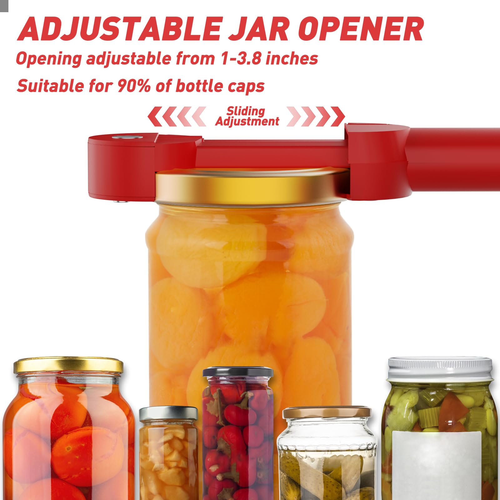 Easy Grip Magnetic Jar Opener for Seniors & Arthritis - Retractable Can Opener with Strong Grip for Weak Hands - Essential Kitchen Gadget for Opening Jars, Bottles & Cans (Red) - Perfect for Elderly, Disabled & Those with Limited Hand Strength