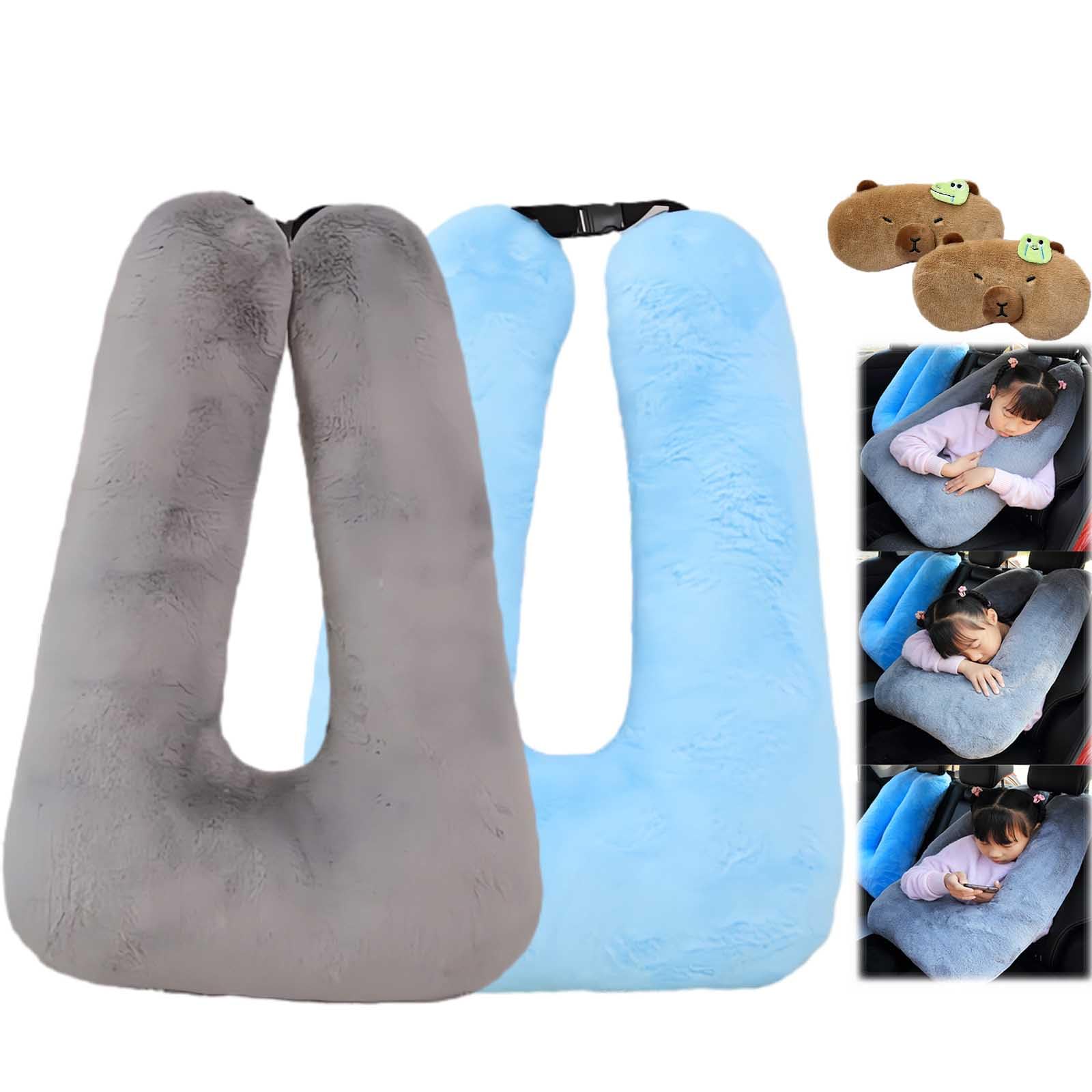 Kids Travel Pillow for Car - Comfortable Neck & Head Support for Long Trips | Car Seat Sleeping Pillow for Children | Perfect for Family Road Trips & Airplane Travel (Set A)