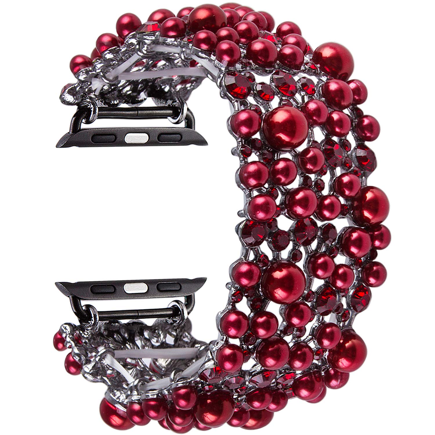 VIQIV Bling Bands Compatible with Apple Watch 38mm 40mm 41mm 42mm 44mm 45mm 49mm - Diamond Rhinestone Metal Pearl Bracelet Strap for Women - Perfect for Parties, Weddings & Special Occasions