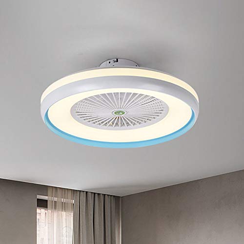 Modern Dimmable LED Ceiling Fan with Remote Control - 5-Blade Flush Mount Light Fixture for Kids Bedroom, Living Room & Dining Room - Energy Efficient Metal & Acrylic Design (Blue) | Perfect for Cooling & Lighting Your Home Spaces