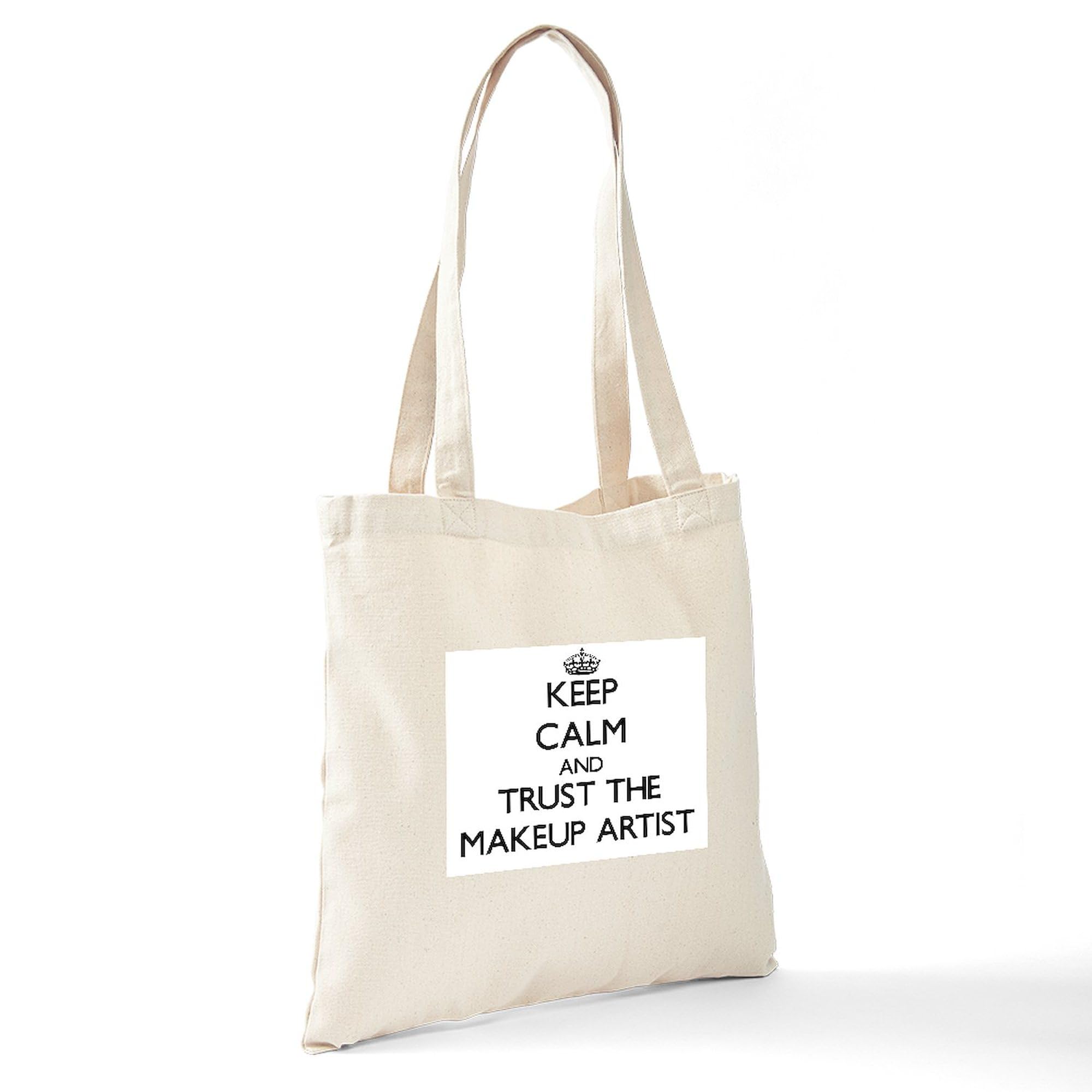 Keep Calm And Trust The Makeup Artist Tote Bag - Natural Canvas Reusable Shopping Bag for Makeup Artists, Cosmetologists & Beauty Enthusiasts - Perfect for Salon Visits, Makeup Kits & Everyday Use