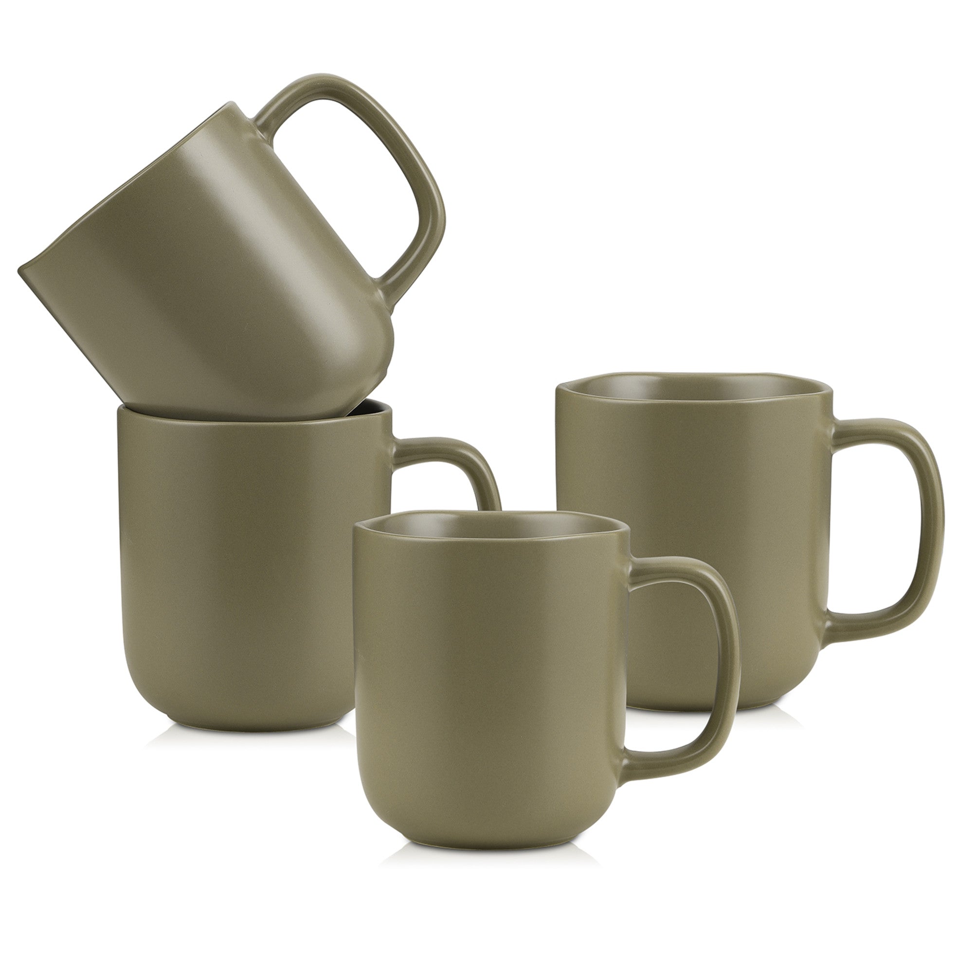Premium Tom Stoneware Coffee Mug - Handcrafted Ceramic Cup for Hot & Cold Drinks - Perfect for Home, Office, or Camping - Olive Green