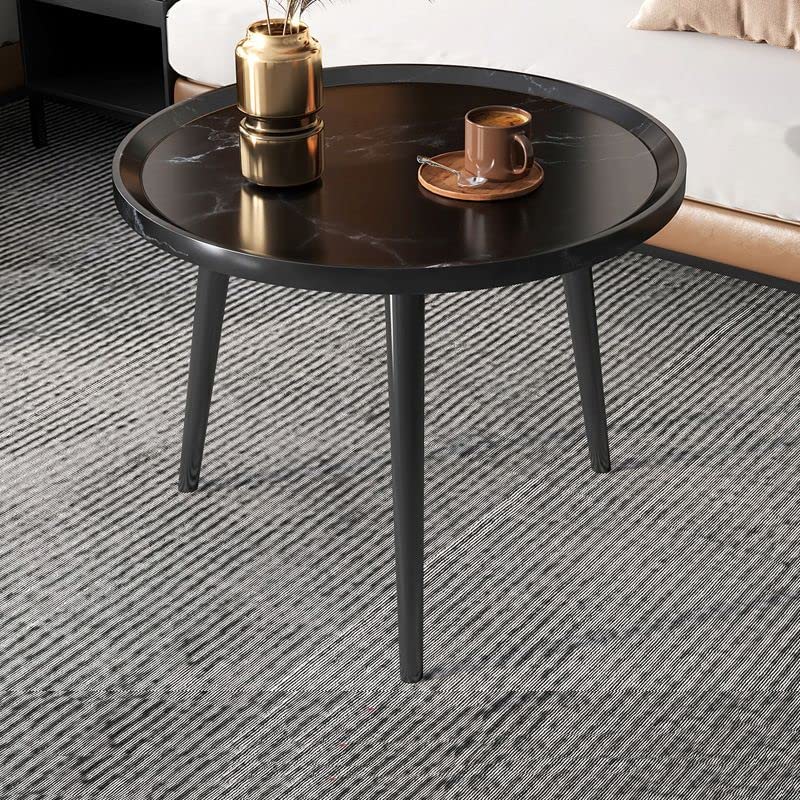 Modern 3-Leg Wood Coffee Table - Farmhouse Retro Accent Table with Easy Assembly, Black (19