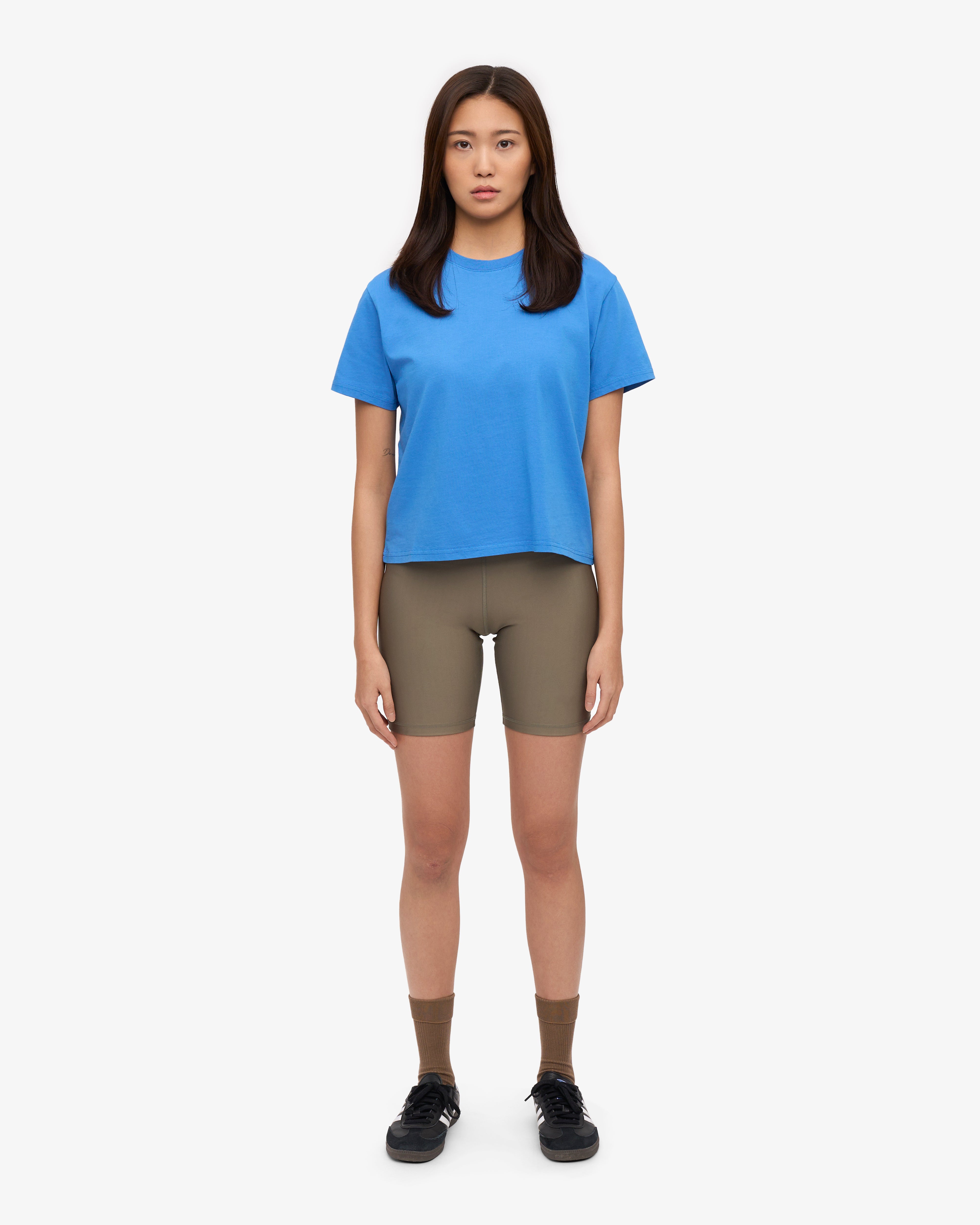 Organic Boxy Crop Tee - Soft Cotton Women's T-Shirt in Pacific Blue | Casual Streetwear & Summer Outfit Essential